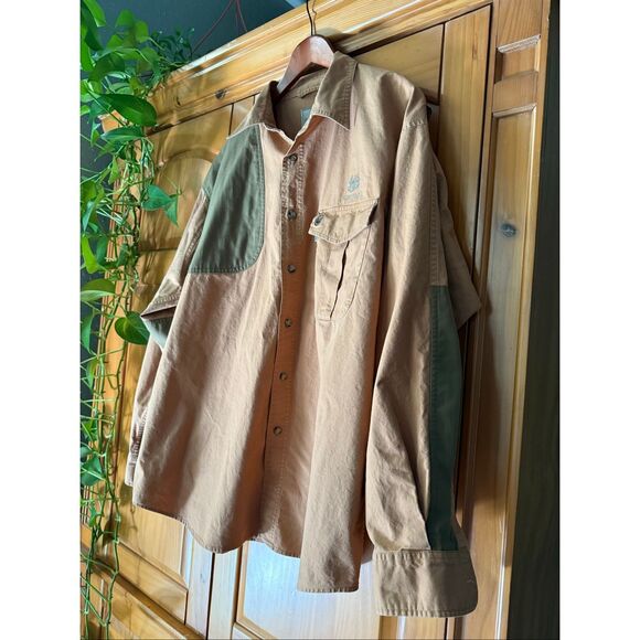 Beretta x Flint Oak Shooting Shirt – XL-Tan/Khaki with Olive Green Patches - Picture 3 of 11